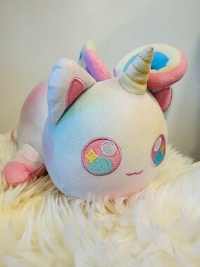 Pastel Rainbow Unicorn Stuffed Animal Plush - Soft Pink, Blue & Cream